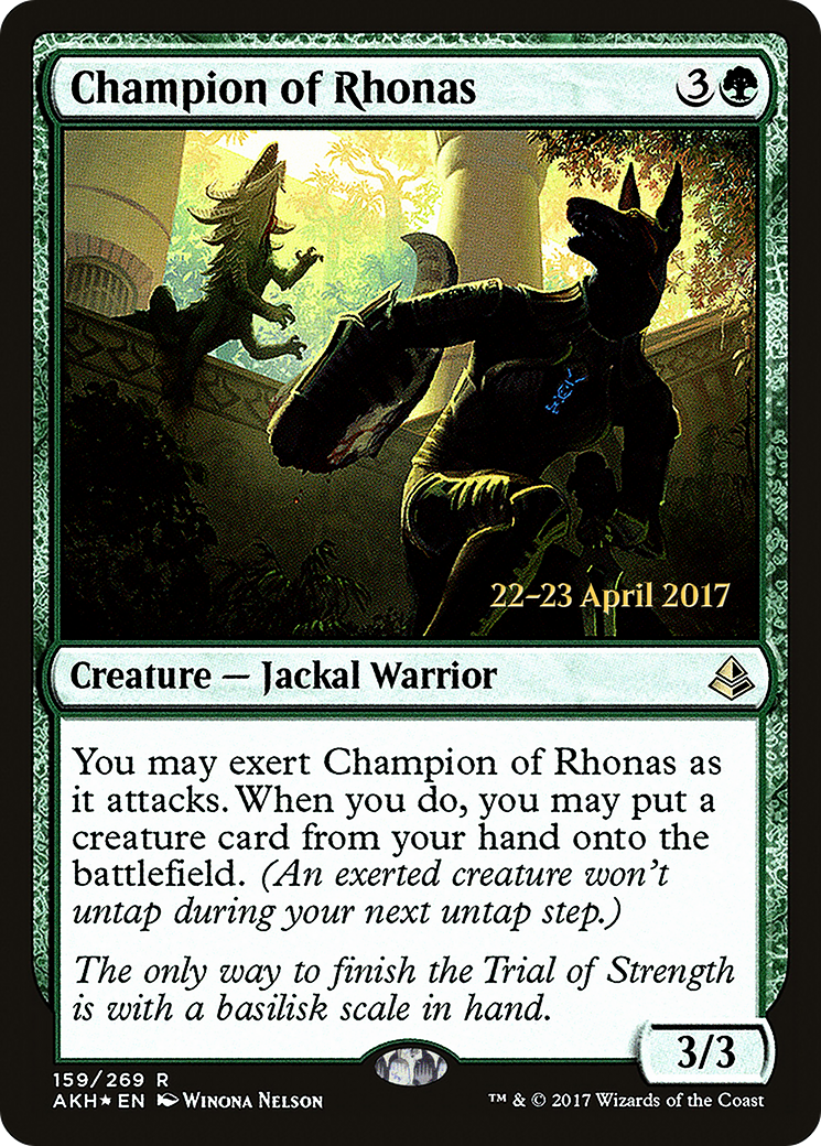 Champion of Rhonas (PRE-159S) [Amonkhet Promos] Foil