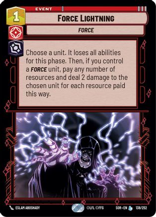 Force Lightning (138/252) [Spark of Rebellion] Foil