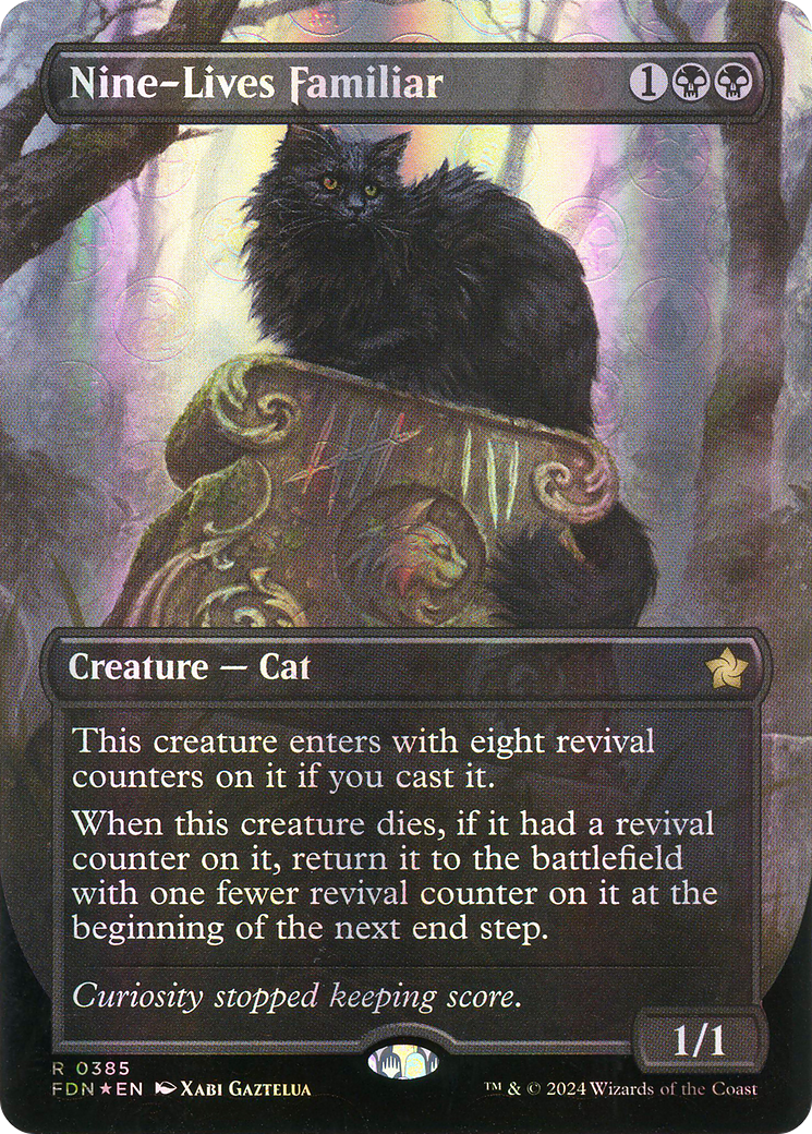 Nine-Lives Familiar (FDN-385) [Foundations] (Borderless) Foil