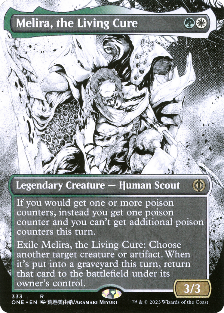 Melira, the Living Cure (ONE-333) [Phyrexia: All Will Be One]: (Showcase) (Borderless) Foil