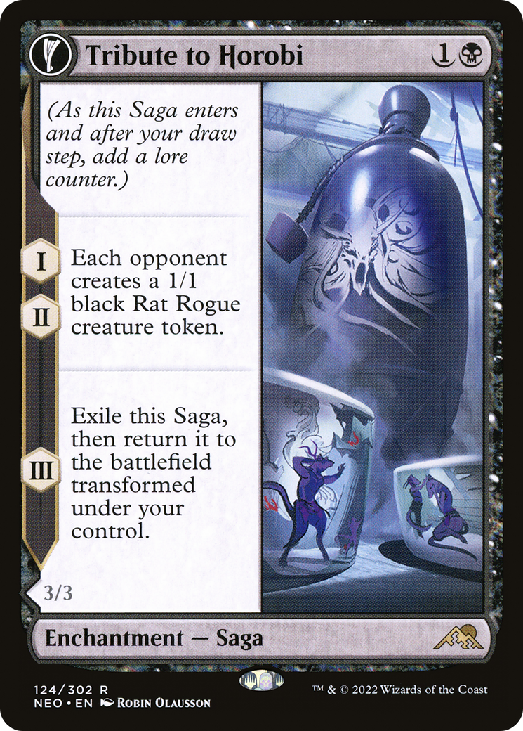 Tribute to Horobi // Echo of Death's Wail (NEO-124) [Kamigawa: Neon Dynasty]: (fandfc, enchantment) Foil