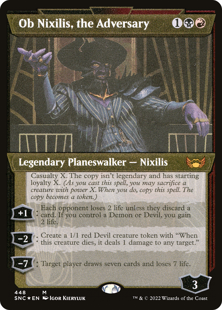 Ob Nixilis, the Adversary (SNC-448) [Streets of New Capenna]: (Showcase) Etched Foil