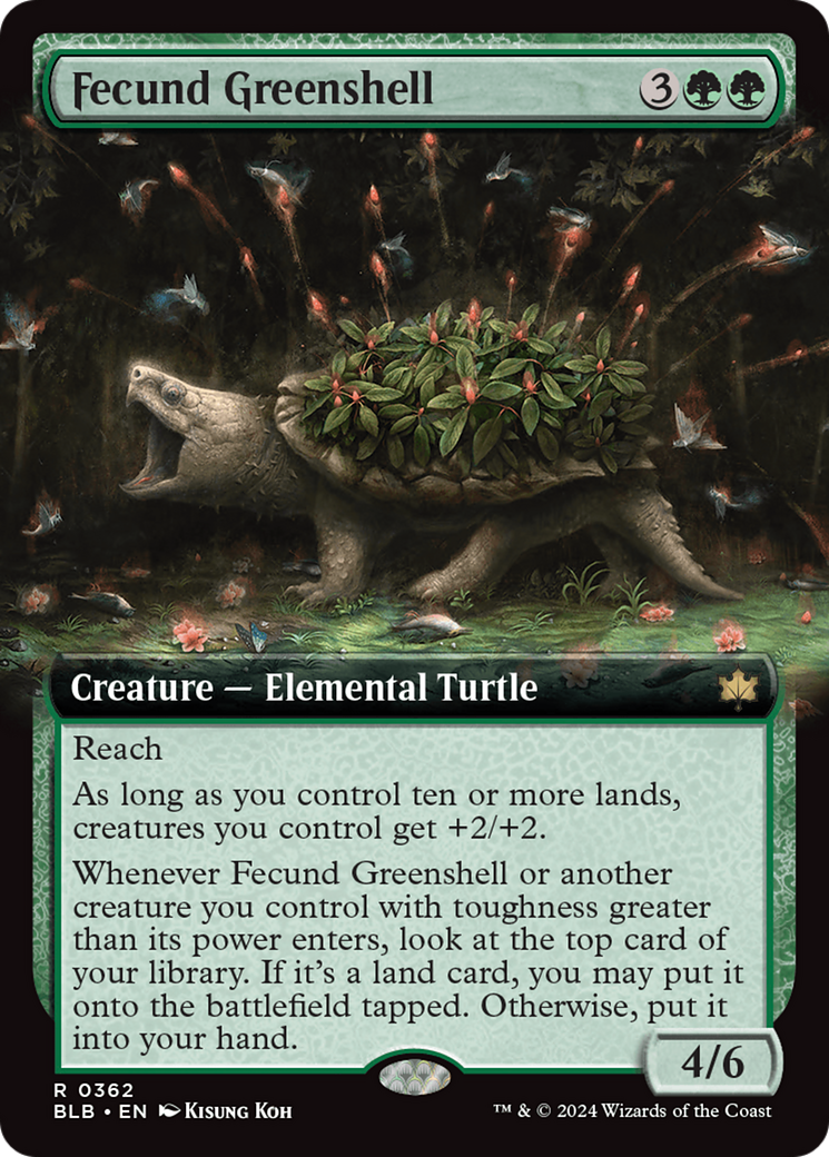 Fecund Greenshell (BLB-362) [Bloomburrow]: (Extended Art) Foil