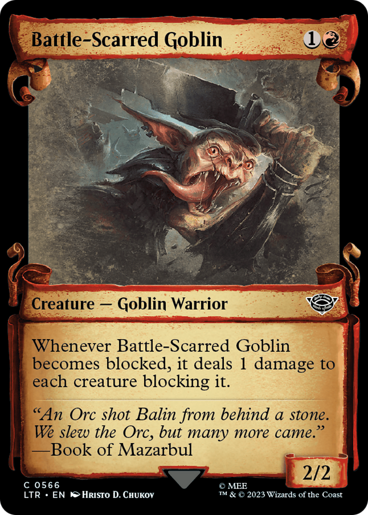 Battle-Scarred Goblin (Showcase Scrolls) (LTR-566) [The Lord of the Rings: Tales of Middle-earth]