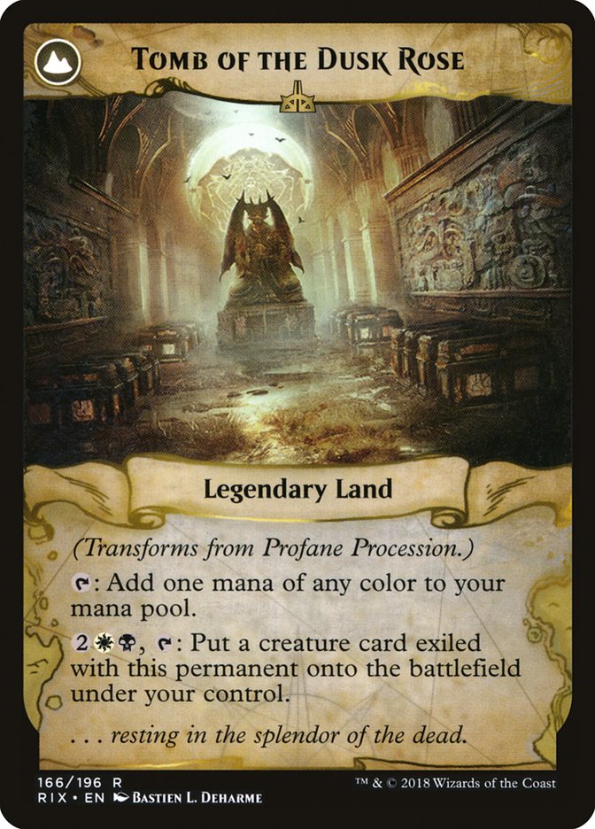Profane Procession // Tomb of the Dusk Rose (RIX-166) [Rivals of Ixalan]: (compasslanddfc) Foil