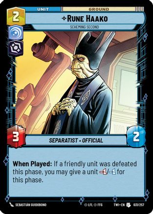 Rune Haako - Scheming Second (031/257) [Twilight of the Republic] Foil
