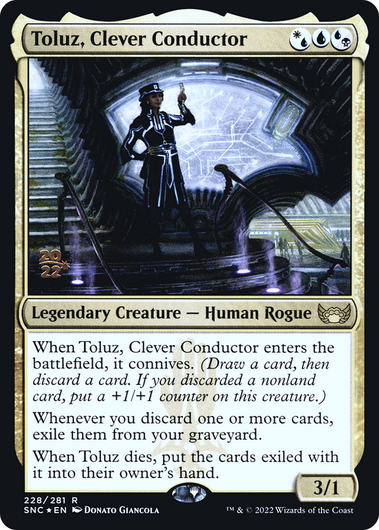 Toluz, Clever Conductor (PRE-228) [Streets of New Capenna Promos] Foil