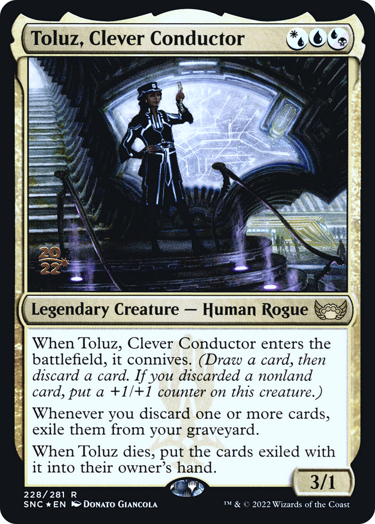 Toluz, Clever Conductor (PRE-228S) [Streets of New Capenna Promos] Foil