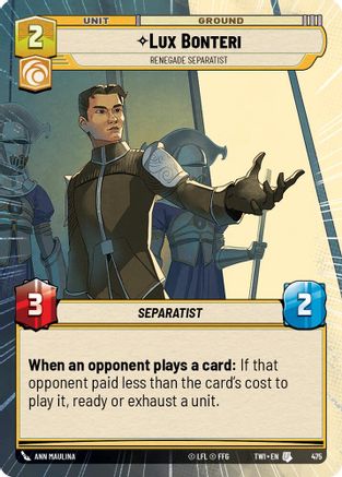 Lux Bonteri - Renegade Separatist (Hyperspace) (475) [Twilight of the Republic] Foil