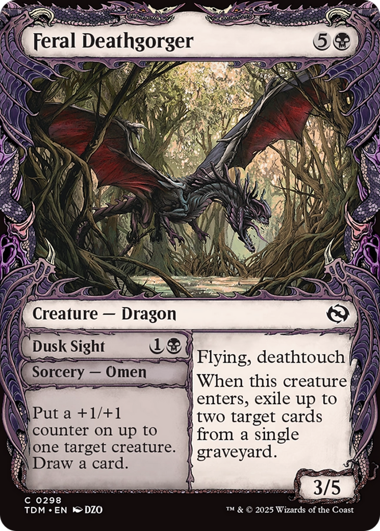 Feral Deathgorger // Dusk Sight (TDM-298) [Tarkir: Dragonstorm]: (Showcase) Foil