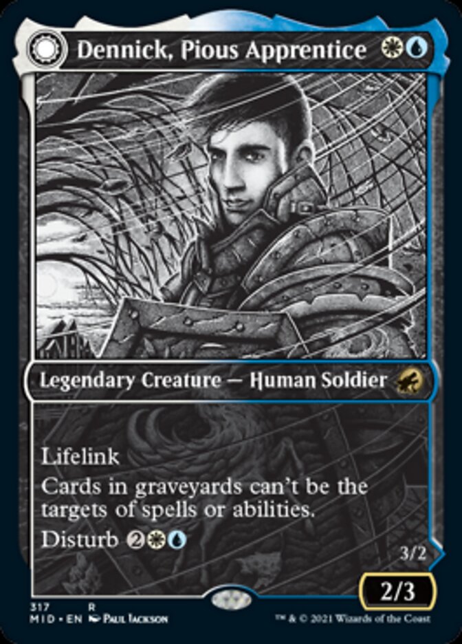 Dennick, Pious Apprentice // Dennick, Pious Apparition (MID-317) [Innistrad: Midnight Hunt]: (Showcase, Double Faced Transform) Foil