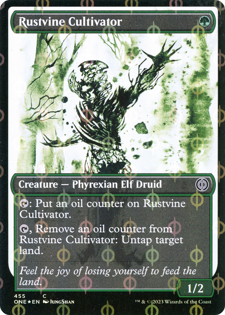 Rustvine Cultivator (Showcase) (Step-and-Compleat Foil) (ONE-455) [Phyrexia: All Will Be One] Foil