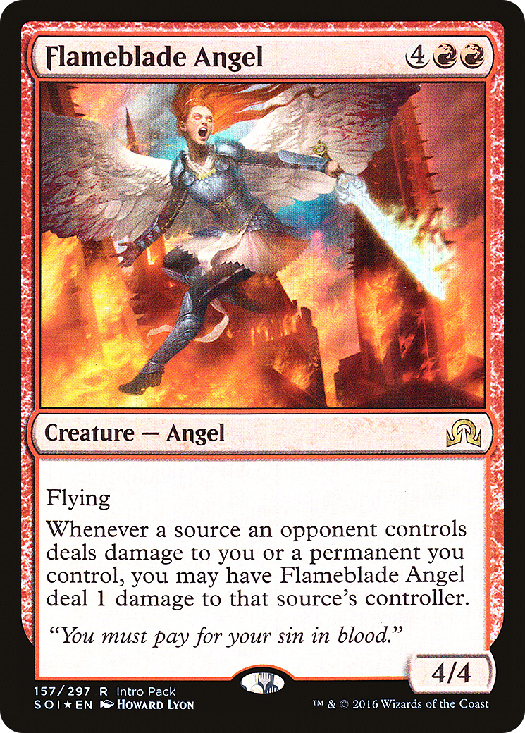 Flameblade Angel (UMP-157) [Shadows over Innistrad Promos] Foil