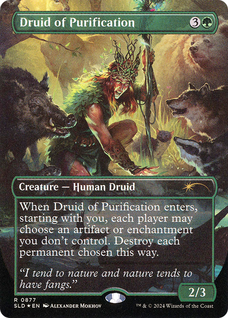 Druid of Purification (SLD-877) [Secret Lair Drop] (Borderless) Foil