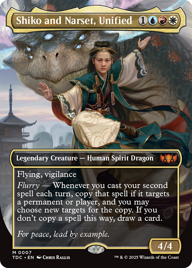 Shiko and Narset, Unified (TDC-007) [Commander: Tarkir: Dragonstorm] (Borderless) Foil