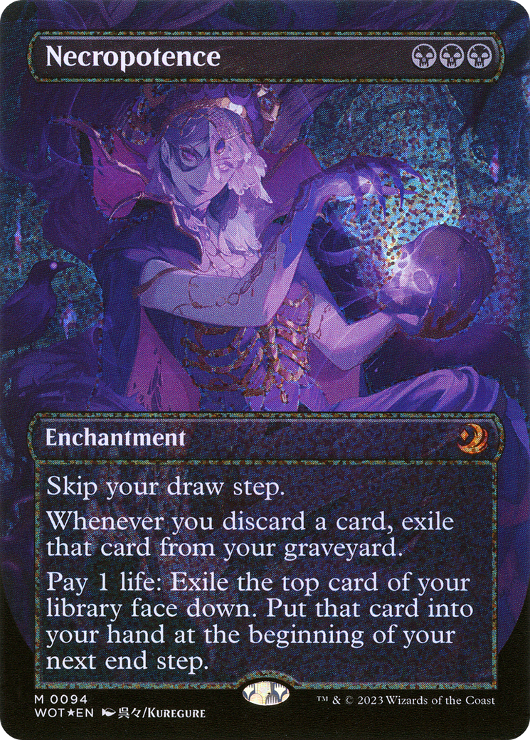 Necropotence (WOT-094) [Wilds of Eldraine: Enchanting Tales] (Borderless) Foil