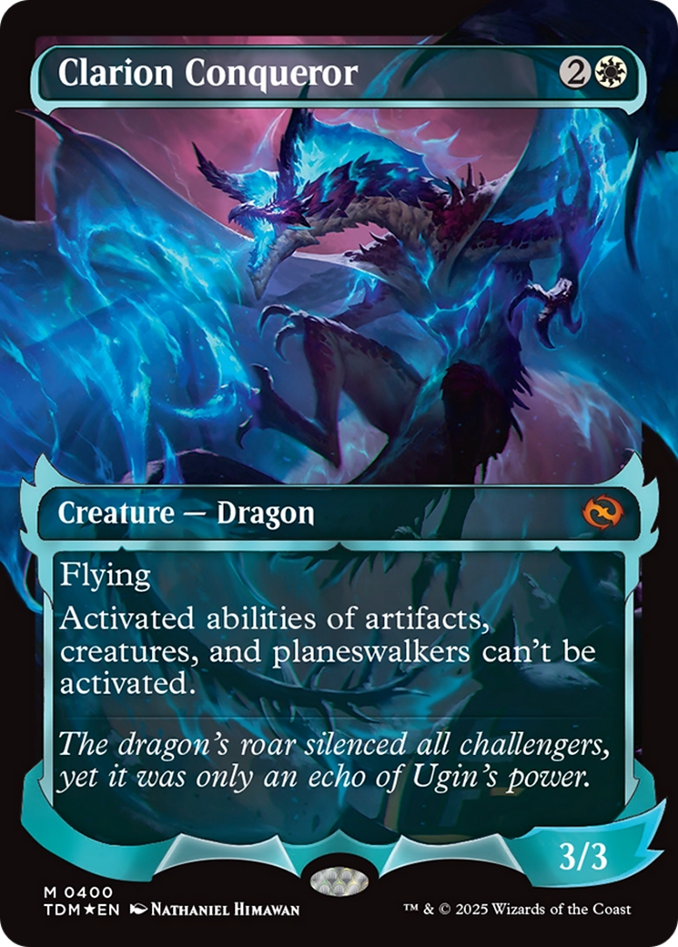 Clarion Conqueror (TDM-400) [Tarkir: Dragonstorm]: (Showcase) (Borderless) Foil