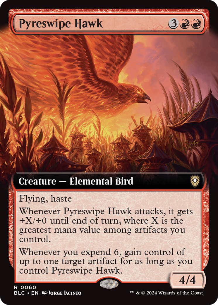 Pyreswipe Hawk (BLC-060) [Bloomburrow Commander]: (Extended Art)