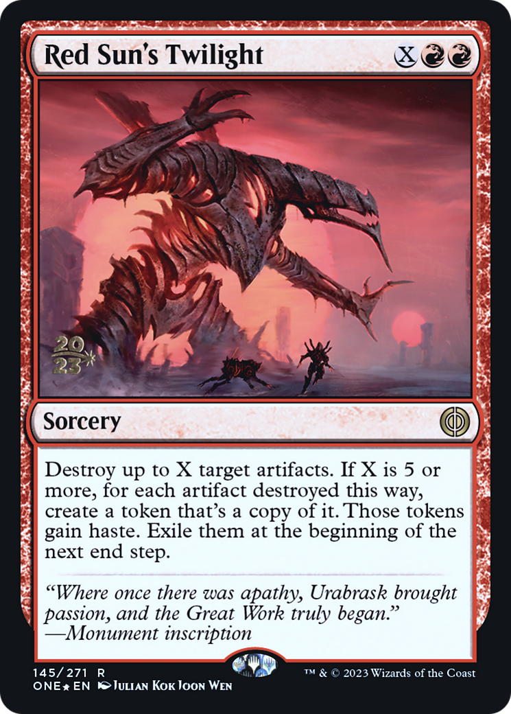 Red Sun's Twilight (PRE-145S) [Phyrexia: All Will Be One Promos] Foil