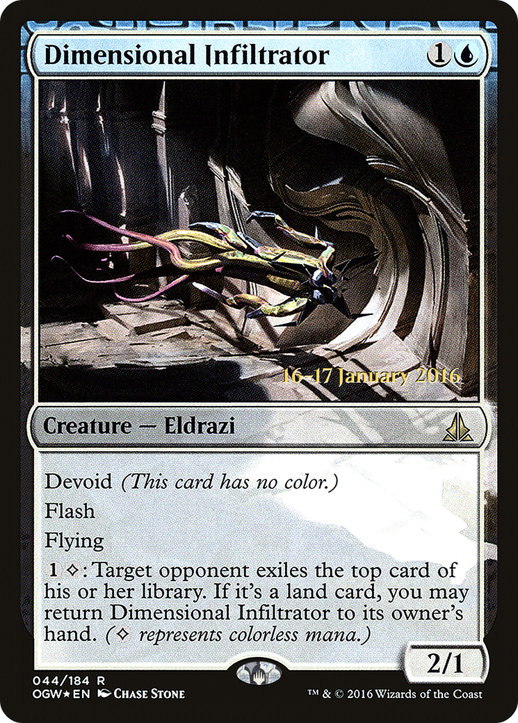 Dimensional Infiltrator (PRE-44S) [Oath of the Gatewatch Promos]: (devoid) Foil