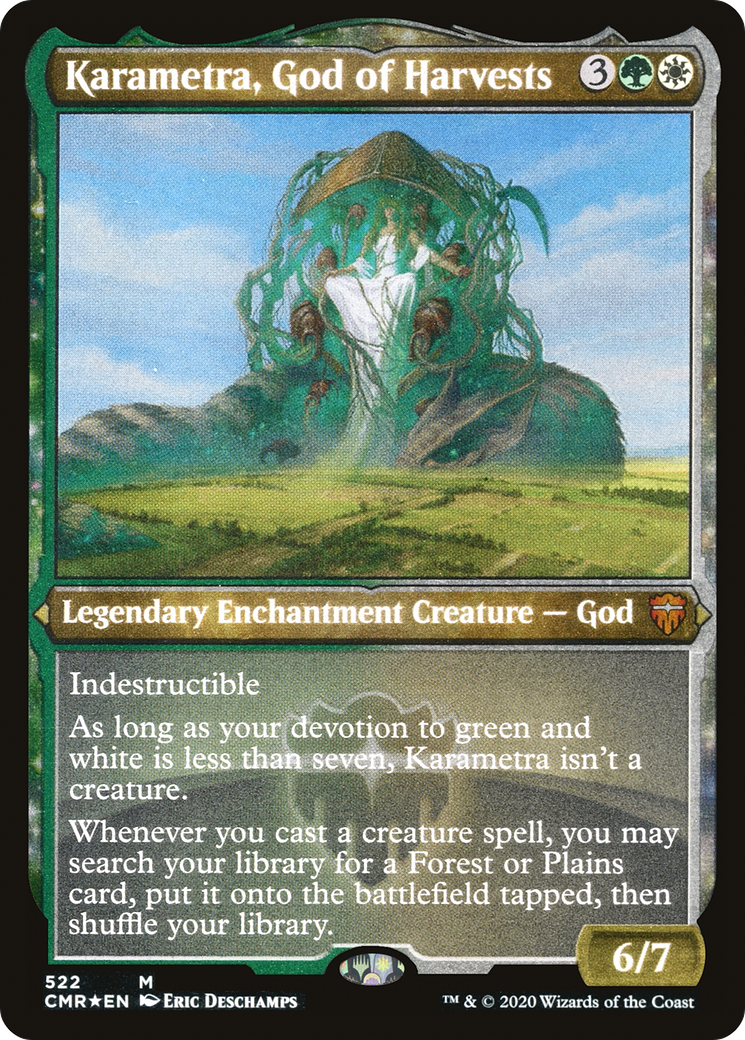 Karametra, God of Harvests (CMR-522) [Commander Legends]: (enchantment) Etched Foil