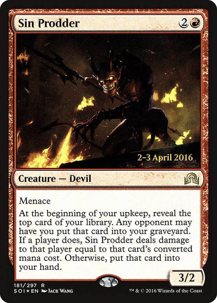 Sin Prodder (PRE-181S) [Shadows over Innistrad Promos] Foil