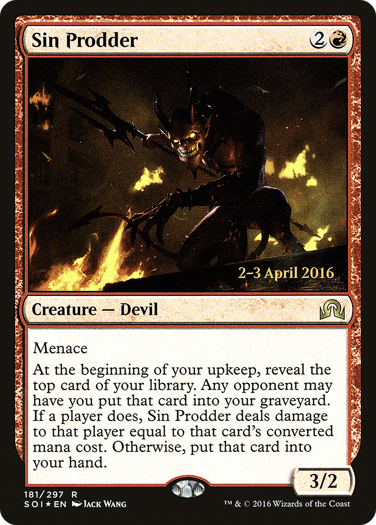 Sin Prodder (PRE-181S) [Shadows over Innistrad Promos] Foil