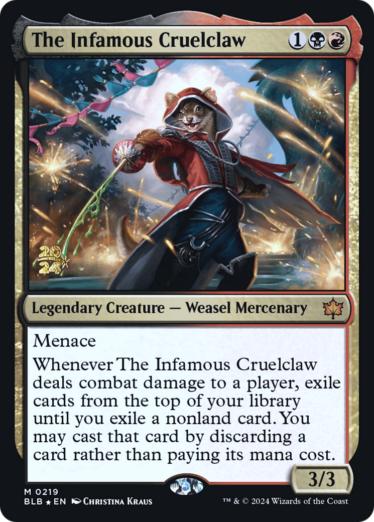 The Infamous Cruelclaw (PRE-219S) [Bloomburrow Promos] Foil