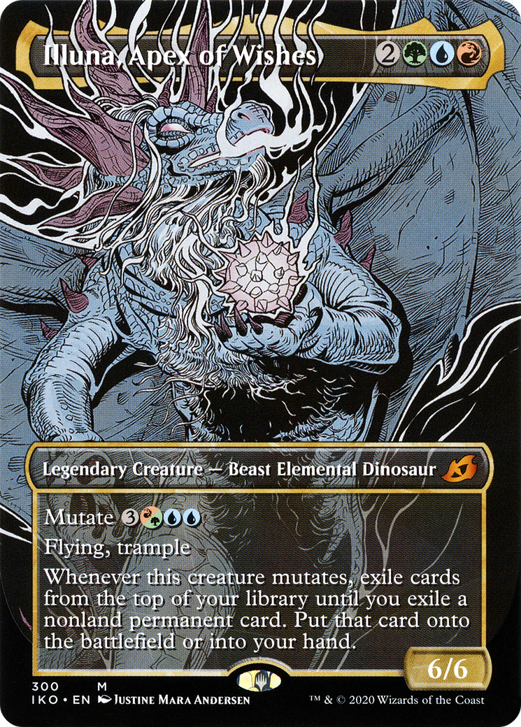Illuna, Apex of Wishes (IKO-300) [Ikoria: Lair of Behemoths]: (Showcase) (Borderless) Foil