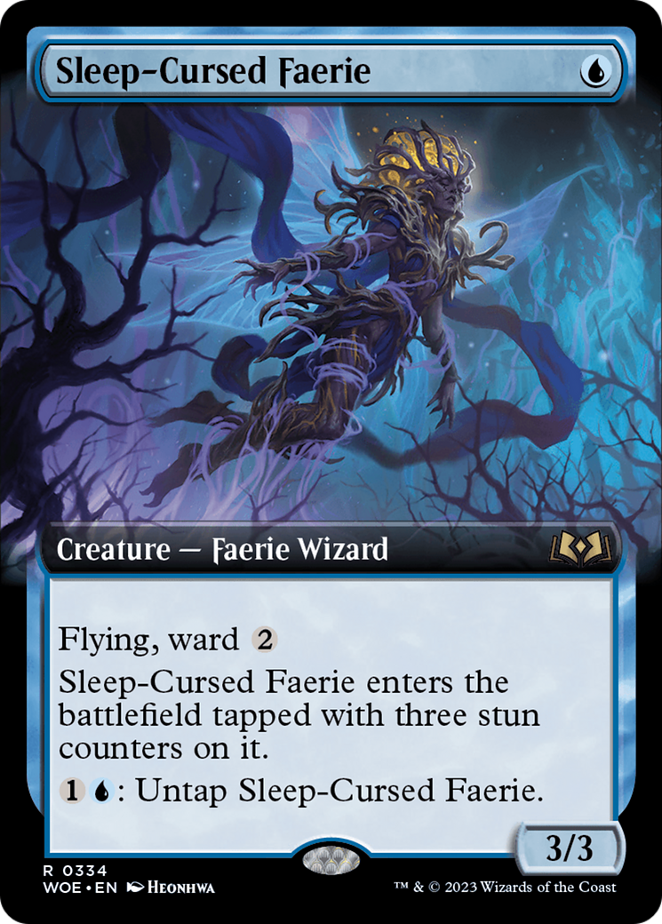 Sleep-Cursed Faerie (WOE-334) [Wilds of Eldraine]: (Extended Art) Foil