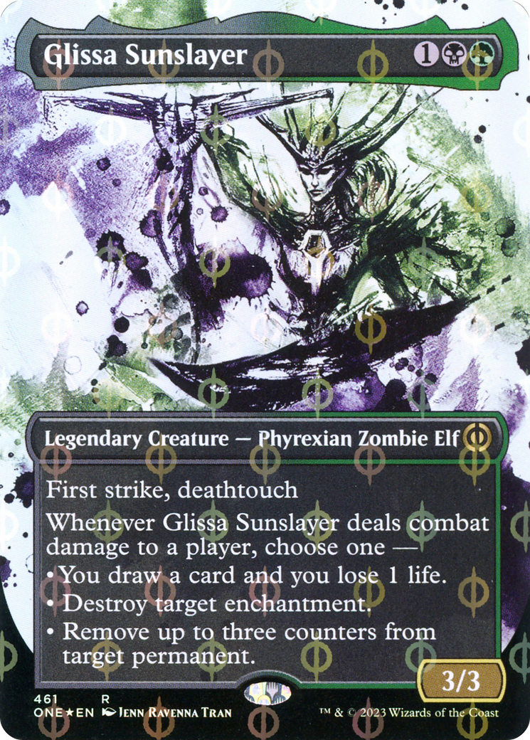 Glissa Sunslayer (ONE-461) [Phyrexia: All Will Be One]: (Showcase) (Borderless) Foil