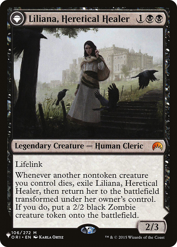 Liliana, Heretical Healer // Liliana, Defiant Necromancer (LIST-ORI-106) [The List]: (originpwdfc)