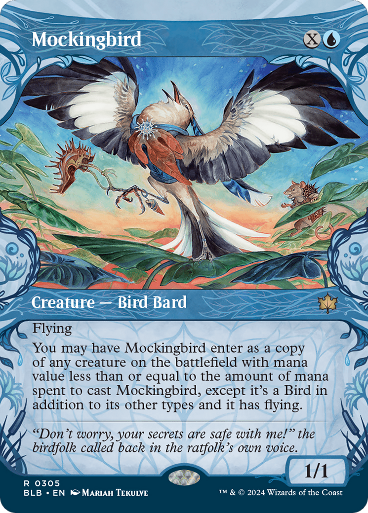 Mockingbird (BLB-305) [Bloomburrow]: (Showcase) (Borderless) Foil