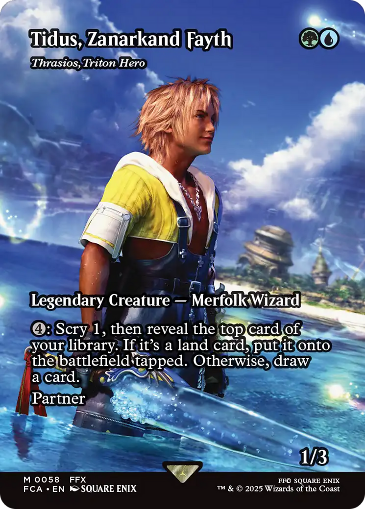 Tidus, Zanarkand Fayth - Thrasios, Triton Hero (Showcase) (FCA-058) [FINAL FANTASY: Through the Ages] / Tidus, Zanarkand Fayth (Borderless) Foil