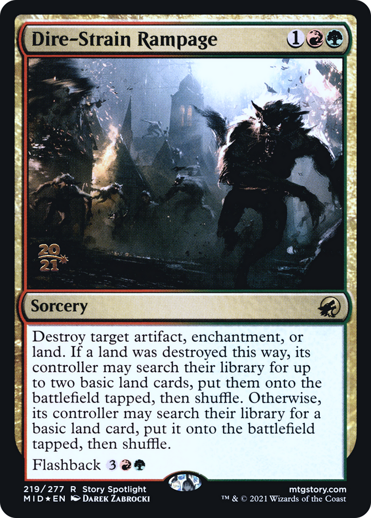 Dire-Strain Rampage (PRE-219S) [Innistrad: Midnight Hunt Promos] Foil