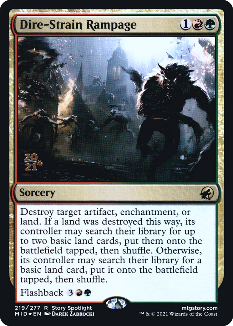 Dire-Strain Rampage (PRE-219S) [Innistrad: Midnight Hunt Promos] Foil