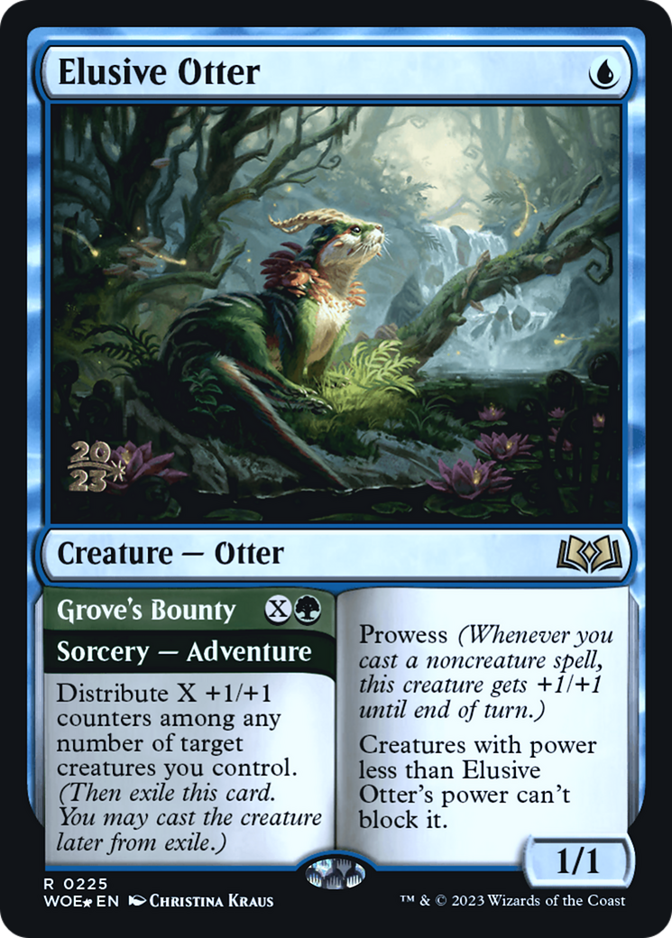 Elusive Otter // Grove's Bounty (PRE-225S) [Wilds of Eldraine Promos] Foil