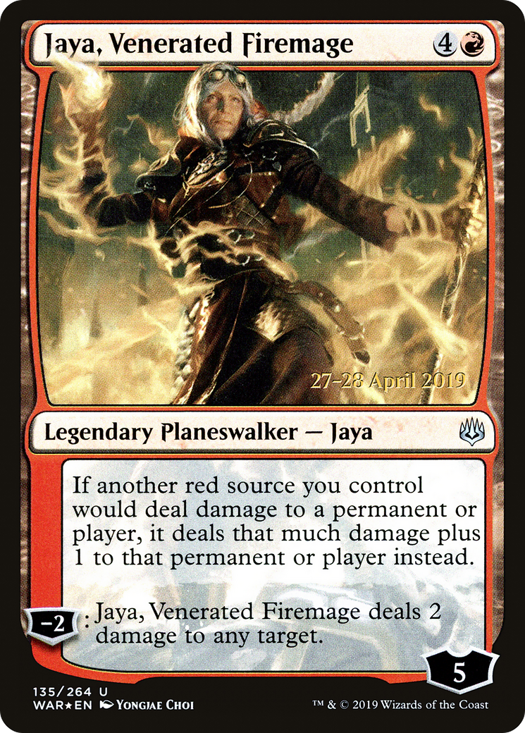 Jaya, Venerated Firemage (PRE-135S) [War of the Spark Promos] Foil