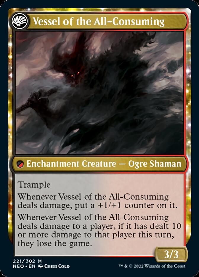 Hidetsugu Consumes All // Vessel of the All-Consuming (NEO-221) [Kamigawa: Neon Dynasty]: (fandfc, enchantment)