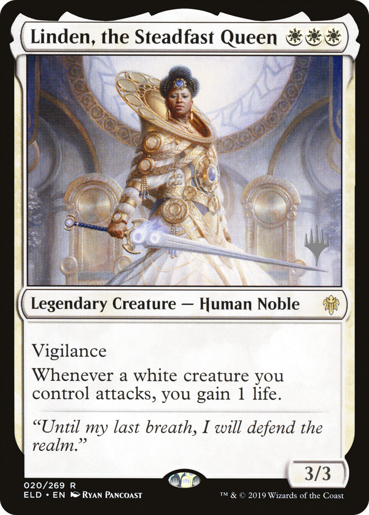 Linden, the Steadfast Queen (PPELD-20P) [Promo Pack: Throne of Eldraine Promos]