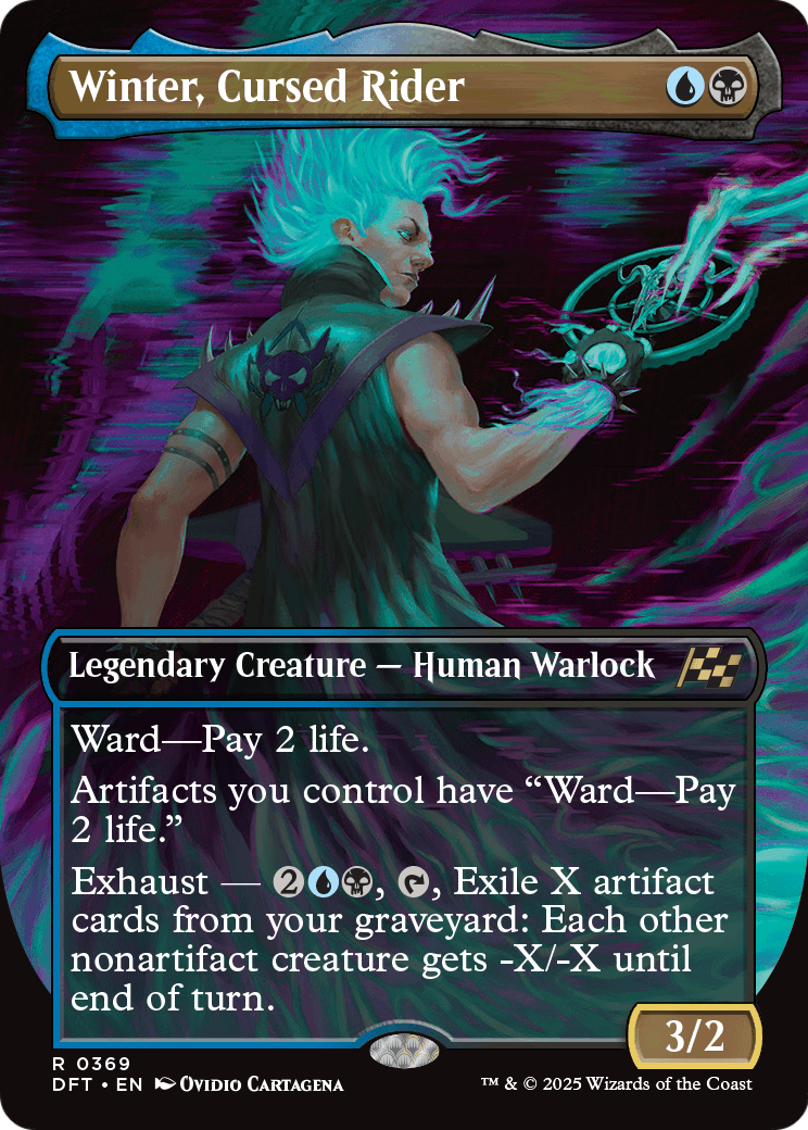 Winter, Cursed Rider (Borderless) (DFT-369) [Aetherdrift] Foil