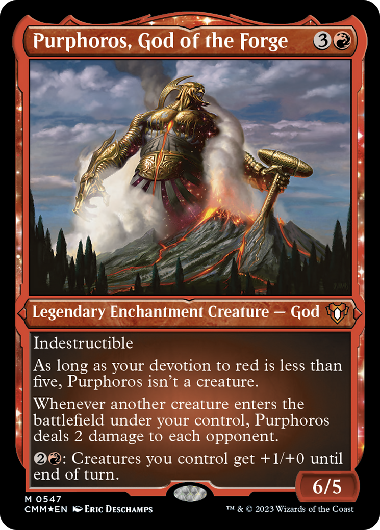 Purphoros, God of the Forge (CMM-547) [Commander Masters]: (enchantment) Etched Foil