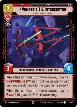 Vonreg's TIE Interceptor - Ace of the First Order (Foil) (635) [Jump to Lightspeed] Foil