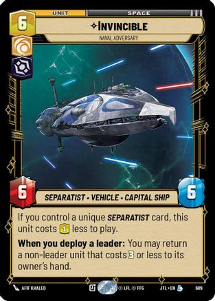 Invincible - Naval Adversary (Foil) (689) [Jump to Lightspeed] Foil