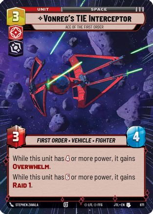 Vonreg's TIE Interceptor - Ace of the First Order (Hyperspace Foil) (871) [Jump to Lightspeed] Foil