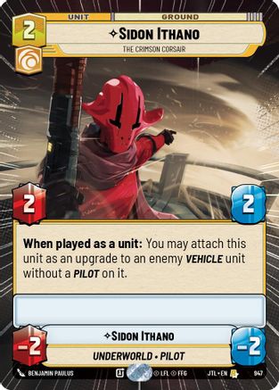 Sidon Ithano - The Crimson Corsair (Hyperspace Foil) (947) [Jump to Lightspeed] Foil