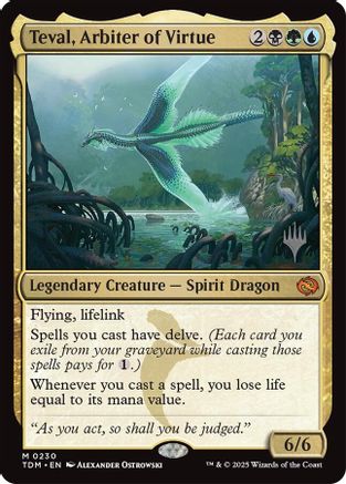 Teval, Arbiter of Virtue (PPTDM-230) [Promo Pack: Tarkir: Dragonstorm] Foil
