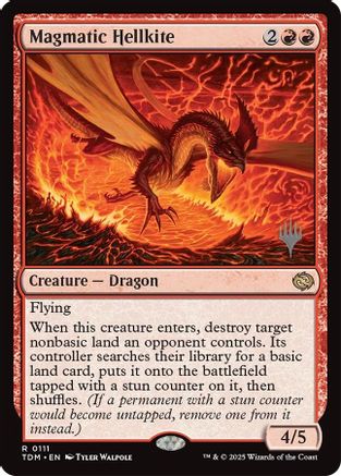 Magmatic Hellkite (PPTDM-111) [Promo Pack: Tarkir: Dragonstorm] Foil