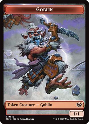 Goblin // Warrior Double-Sided Token (TDM-12 // 13) [Tarkir: Dragonstorm] Foil
