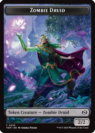 Zombie Druid // Treasure Double-Sided Token (TDM-10 // 16) [Tarkir: Dragonstorm]